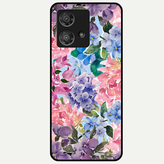  Pastel Floral Mix Glass Case For Moto Edge 40 Neo back cover – full design glossy printed glass finish