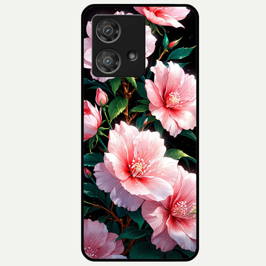  Peach Flower Glass Case For Moto Edge 40 Neo back cover – full design glossy printed glass finish