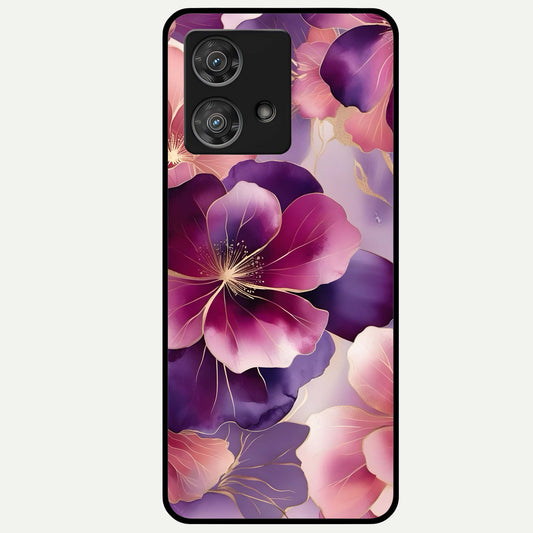  Pink And White Marble Glass Case For Moto Edge 40 Neo back cover – full design glossy printed glass finish