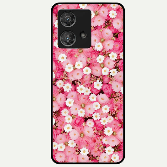  Pink Bouquet Florals Glass Case For Moto Edge 40 Neo back cover – full design glossy printed glass finish
