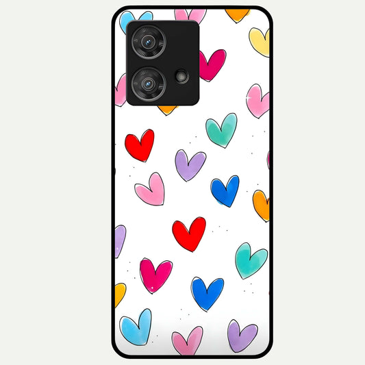  Playful Love Doodles Glass Case For Moto Edge 40 Neo back cover – full design glossy printed glass finish