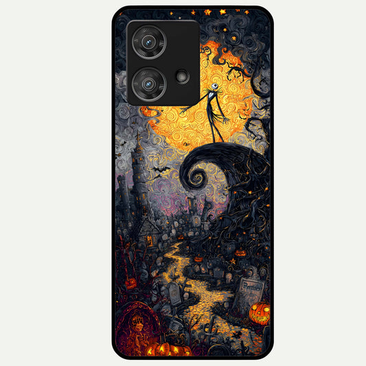  Pumpkin Moonlight Tale Glass Case For Moto Edge 40 Neo back cover – full design glossy printed glass finish