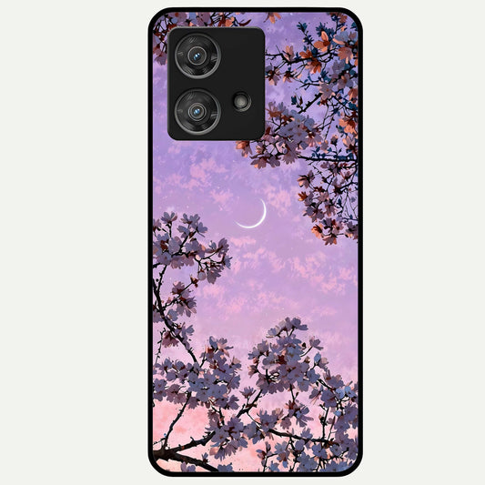  Purple Serenity Moon Glass Case For Moto Edge 40 Neo back cover – full design glossy printed glass finish