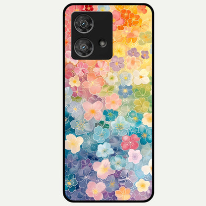  Rainbow Blossom Burst Glass Case For Moto Edge 40 Neo back cover – full design glossy printed glass finish