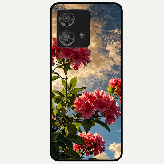  Red And White Marble Glass Case For Moto Edge 40 Neo back cover – full design glossy printed glass finish