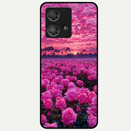  Rose Sunset Valley Glass Case For Moto Edge 40 Neo back cover – full design glossy printed glass finish