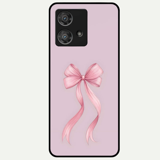  Soft Blush Bow Glass Case For Moto Edge 40 Neo back cover – full design glossy printed glass finish