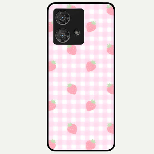  Strawberry Picnic Love Glass Case For Moto Edge 40 Neo back cover – full design glossy printed glass finish