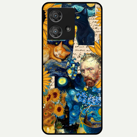  Sunflower Chic Mood Custom Name Glass Case For Moto Edge 40 Neo back cover – full design glossy printed glass finish