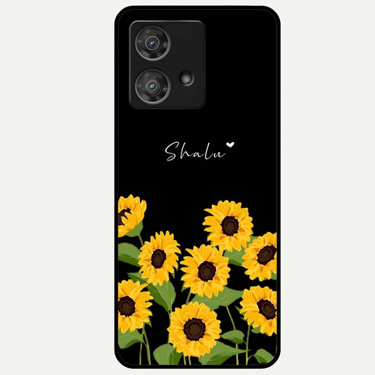  Sunflower Sky Bloom Glass Case For Moto Edge 40 Neo back cover – full design glossy printed glass finish