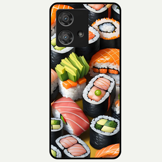 Sushi Food Pattern Glass Case For Moto Edge 40 Neo back cover – full design glossy printed glass finish