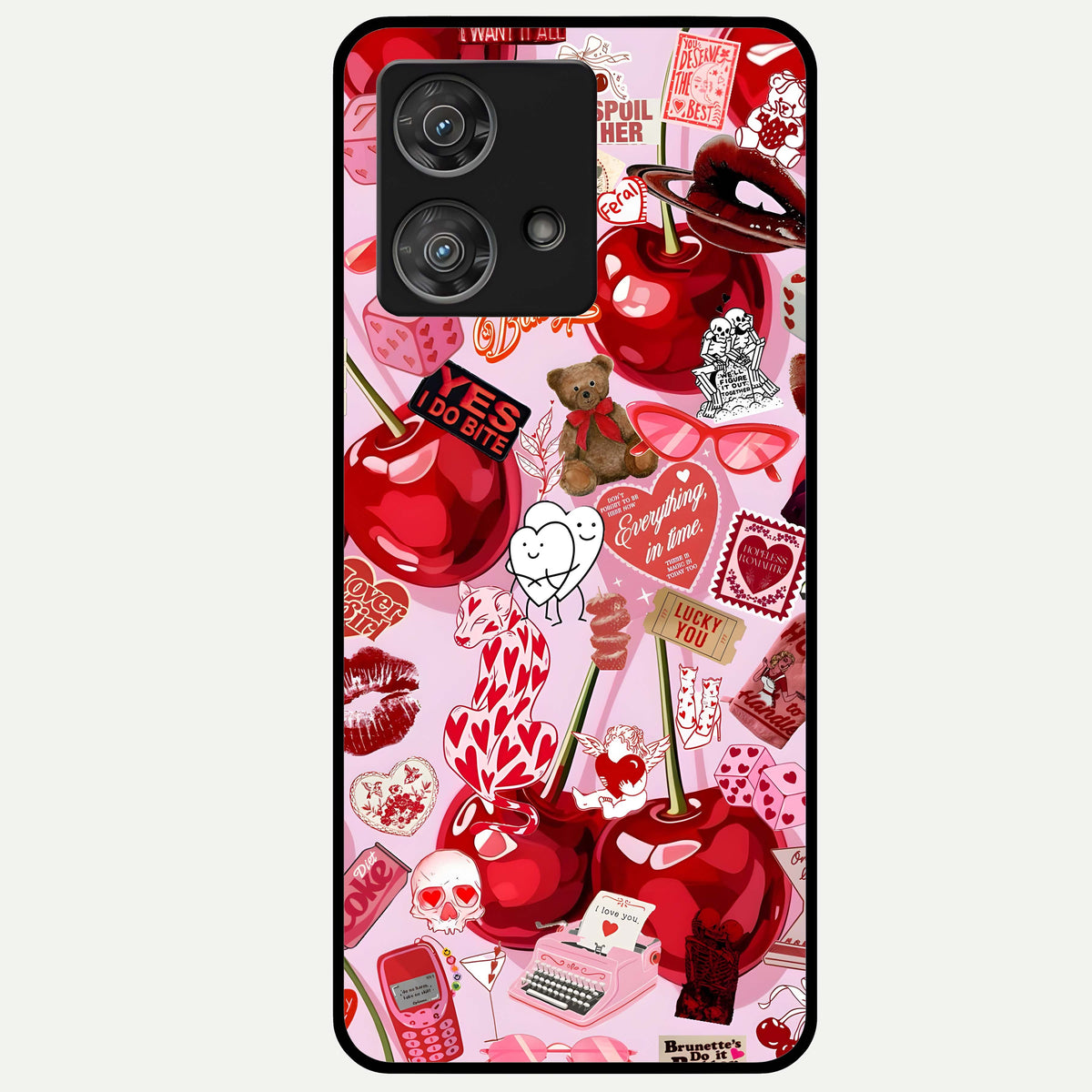  Sweet Cherry Chaos Glass Case For Moto Edge 40 Neo back cover – full design glossy printed glass finish