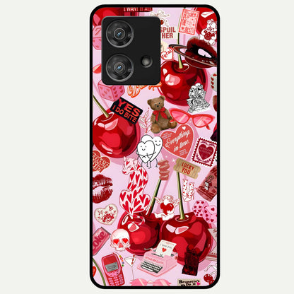  Sweet Cherry Chaos Glass Case For Moto Edge 40 Neo back cover – full design glossy printed glass finish