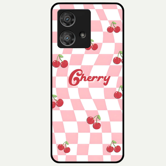 Sweet Cherry Vibes Glass Case For Moto Edge 40 Neo back cover – full design glossy printed glass finish