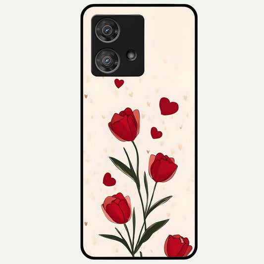  Tulip With Heart Glass Case For Moto Edge 40 Neo back cover – full design glossy printed glass finish