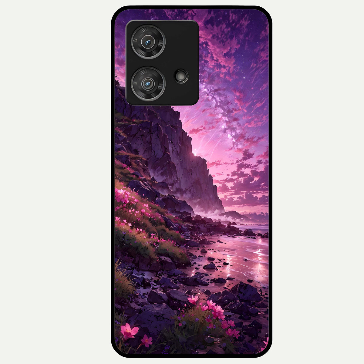  Twilight Blossom Coast Glass Case For Moto Edge 40 Neo back cover – full design glossy printed glass finish