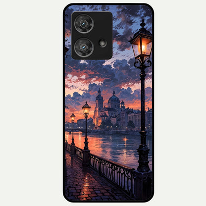  Twilight River Lights Glass Case For Moto Edge 40 Neo back cover – full design glossy printed glass finish