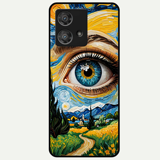  Van Gogh Eye Glass Case For Moto Edge 40 Neo back cover – full design glossy printed glass finish
