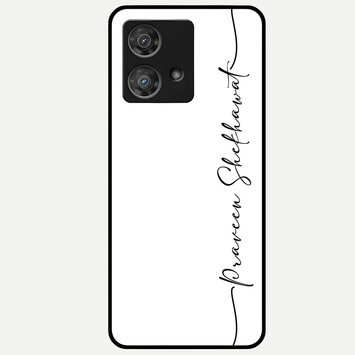  White Tune Custom Name Glass Case For Moto Edge 40 Neo back cover – personalized glossy printed glass finish