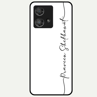  White Tune Custom Name Glass Case For Moto Edge 40 Neo back cover – personalized glossy printed glass finish