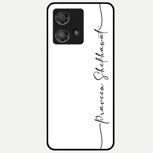  White Tune Custom Name Glass Case For Moto Edge 40 Neo back cover – personalized glossy printed glass finish