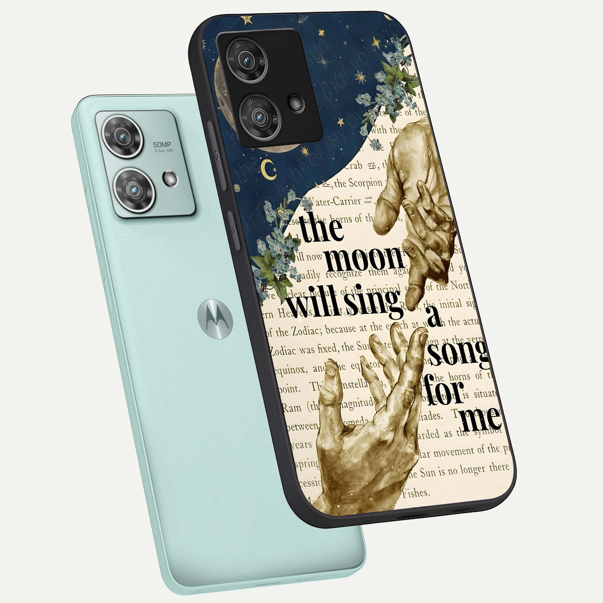  Aesthetic Divine phone case For Moto Edge 40 Neo showing premium glass back cover with detailed artwork