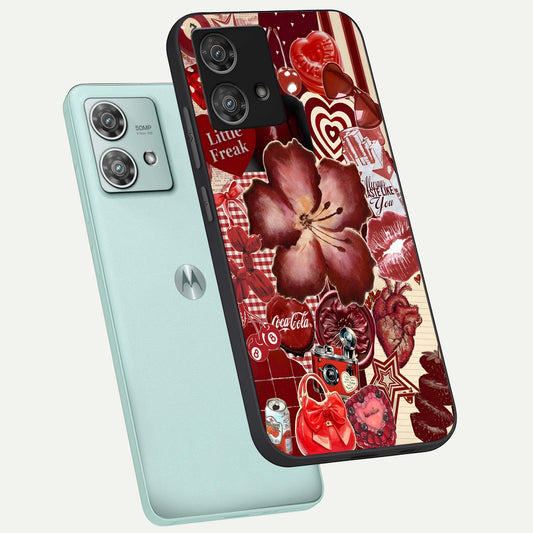  Aesthetic Little Freak phone case For Moto Edge 40 Neo showing premium glass back cover with detailed artwork