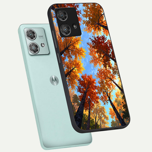  Autumn Sky Rise phone case For Moto Edge 40 Neo showing premium glass back cover with detailed artwork