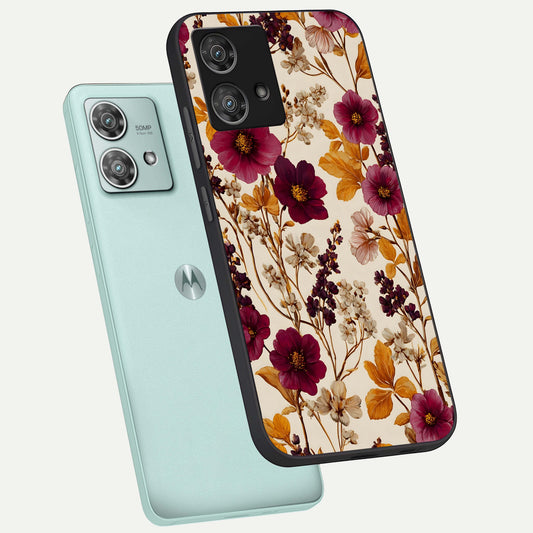  Autumn Wine Bloom phone case For Moto Edge 40 Neo showing premium glass back cover with detailed artwork