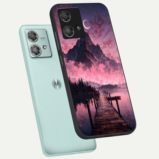  Beautiful Mountain View phone case For Moto Edge 40 Neo showing premium glass back cover with detailed artwork