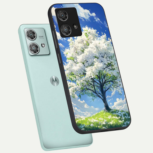  Blossom Sky Serenity phone case For Moto Edge 40 Neo showing premium glass back cover with detailed artwork