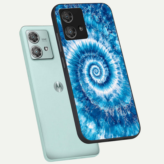  Blue Galaxy Wave phone case For Moto Edge 40 Neo showing premium glass back cover with detailed artwork