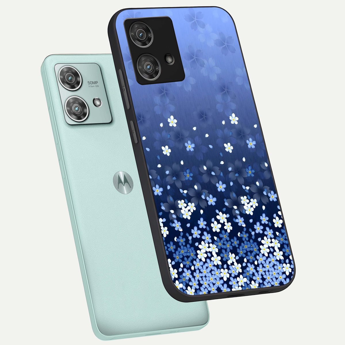  Blue Starry phone case For Moto Edge 40 Neo showing premium glass back cover with detailed artwork