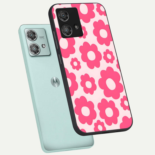  Blush Flower Pop phone case For Moto Edge 40 Neo showing premium glass back cover with detailed artwork