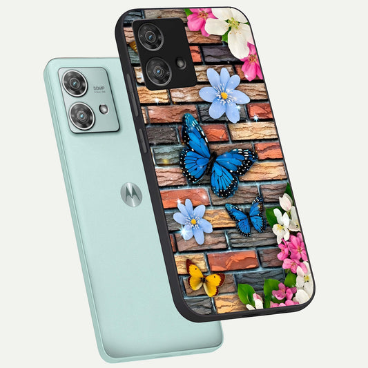  Brick Bloom Flight phone case For Moto Edge 40 Neo showing premium glass back cover with detailed artwork