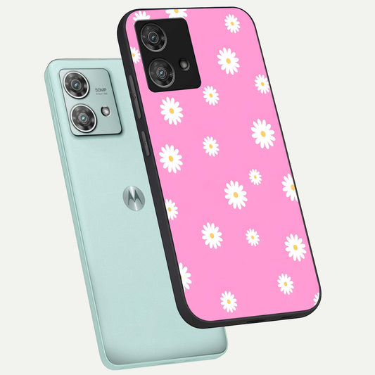  Bubblegum Daisy Pop phone case For Moto Edge 40 Neo showing premium glass back cover with detailed artwork