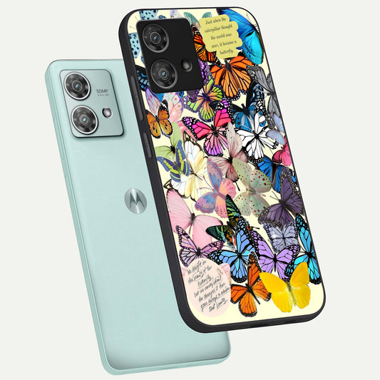  Butterflies Petal Dream phone case For Moto Edge 40 Neo showing premium glass back cover with detailed artwork
