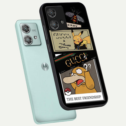  Cartoon Brand Play Mashup phone case For Moto Edge 40 Neo showing premium glass back cover with detailed artwork