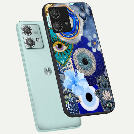  Celestial Blue Vision phone case For Moto Edge 40 Neo showing premium glass back cover with detailed artwork