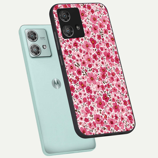  Cherry Blossom Charm phone case For Moto Edge 40 Neo showing premium glass back cover with detailed artwork