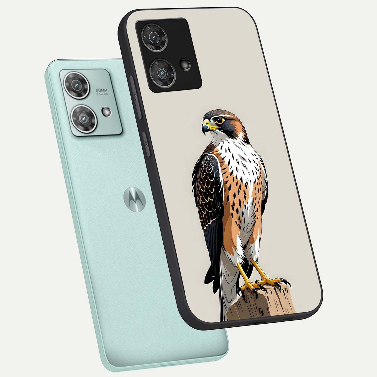  Clever Eagle phone case For Moto Edge 40 Neo showing premium glass back cover with detailed artwork
