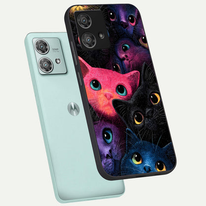  Cosmic Cats Dreams phone case For Moto Edge 40 Neo showing premium glass back cover with detailed artwork