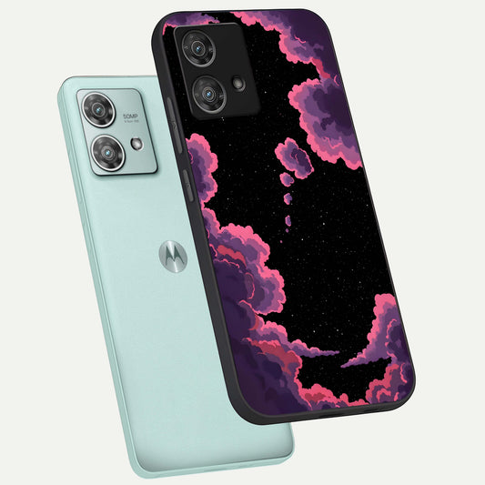  Cosmic Cloud Journey phone case For Moto Edge 40 Neo showing premium glass back cover with detailed artwork