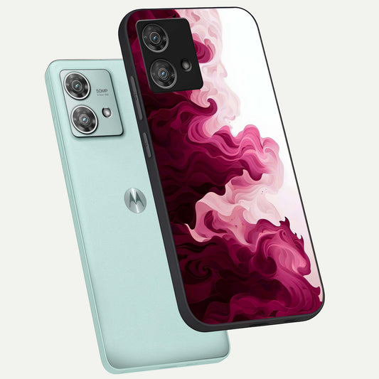 Crimson Wave Flow phone case For Moto Edge 40 Neo showing premium glass back cover with detailed artwork