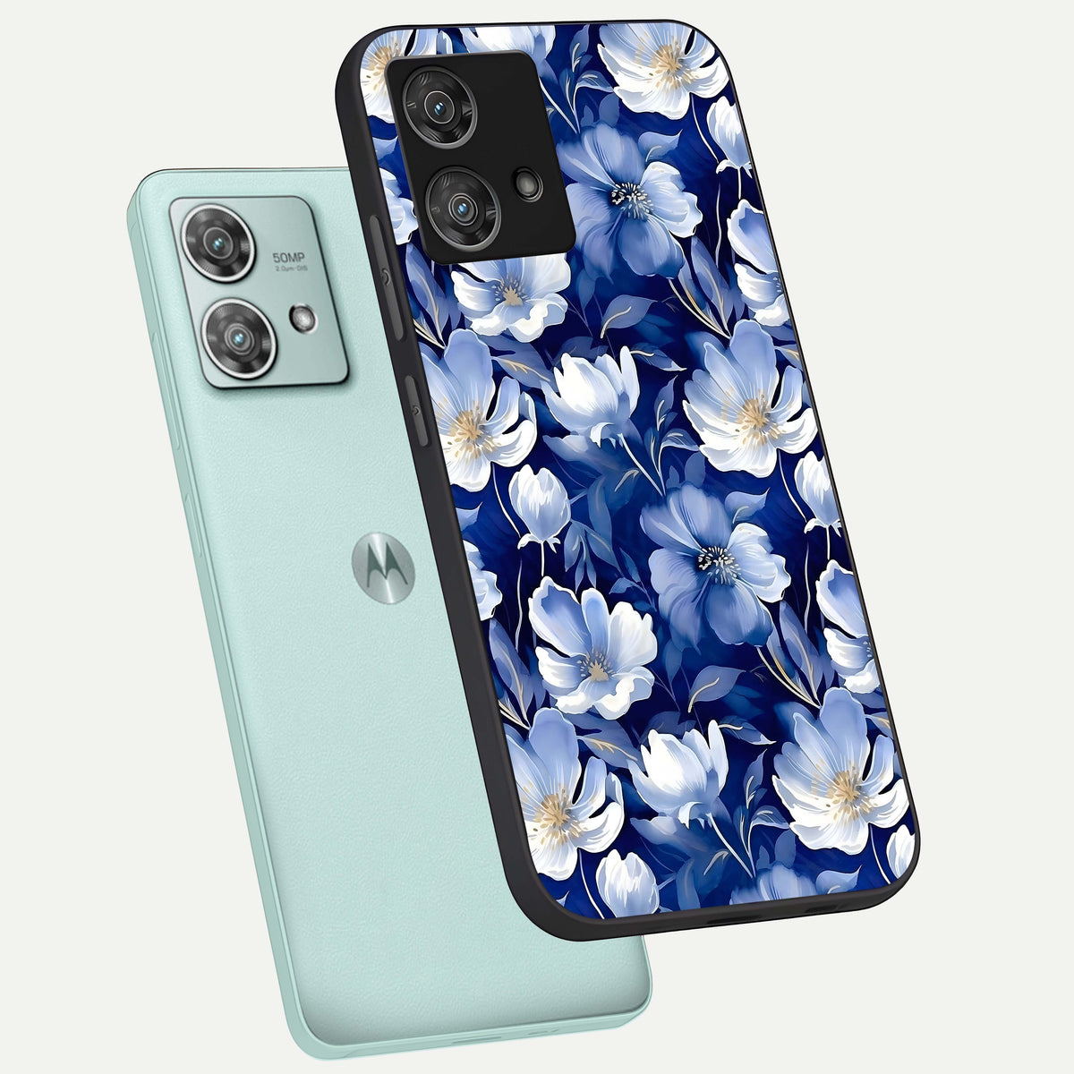  Cute Floral Patterns phone case For Moto Edge 40 Neo showing premium glass back cover with detailed artwork