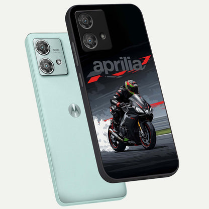  Dark Aprilla phone case For Moto Edge 40 Neo showing premium glass back cover with detailed artwork