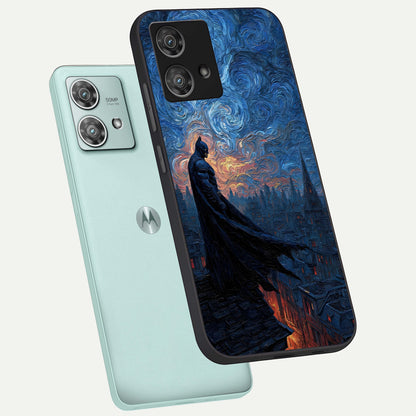  Dark Knight Dusk phone case For Moto Edge 40 Neo showing premium glass back cover with detailed artwork