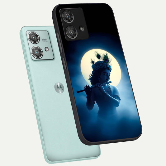  Divine Moon Flute phone case For Moto Edge 40 Neo showing premium glass back cover with detailed artwork