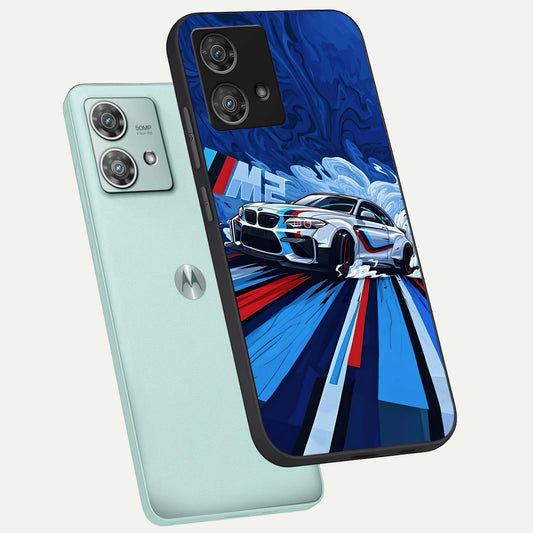  Drift Power Rush phone case For Moto Edge 40 Neo showing premium glass back cover with detailed artwork