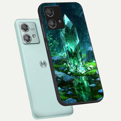  Emerald Light Crystal phone case For Moto Edge 40 Neo showing premium glass back cover with detailed artwork